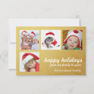Gold and White Christmas Holiday Photo Cards