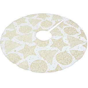 Gold and White Christmas Pattern Tree Skirt