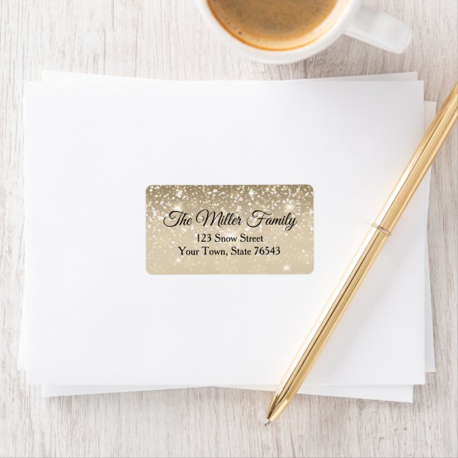 Gold And White Christmas Return Address Label (Insitu)