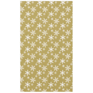 Gold and White Christmas Snowflakes Tablecloth