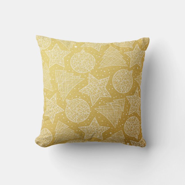 Gold and White Christmas Throw Pillows (Front)