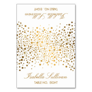 Gold And White Confetti Dots Place Cards