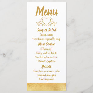 Gold And White Elegant Menu Glam Wedding Party