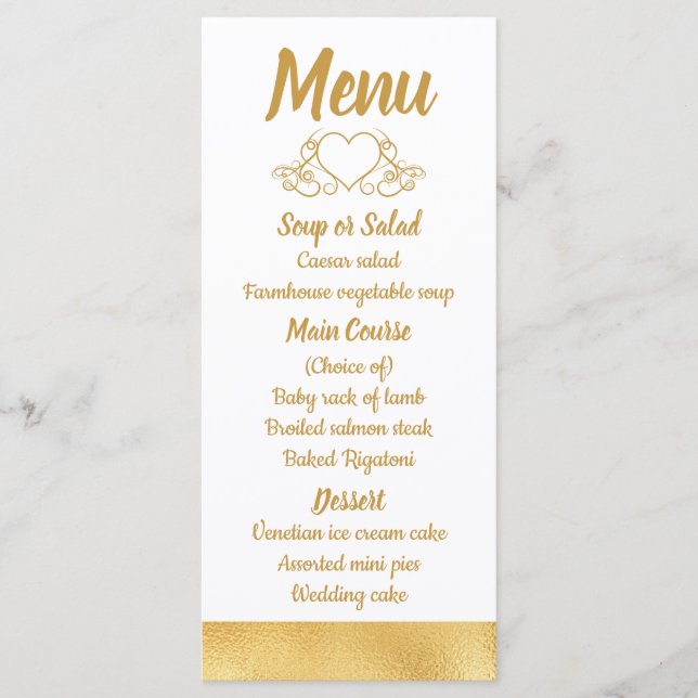 Gold And White Elegant Menu Glam Wedding Party (Front)