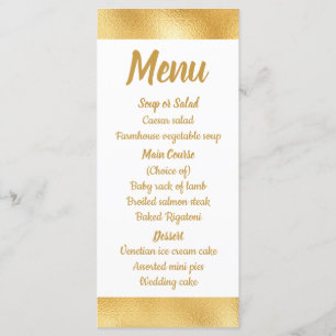 Gold And White Elegant Menu Glam Wedding Party