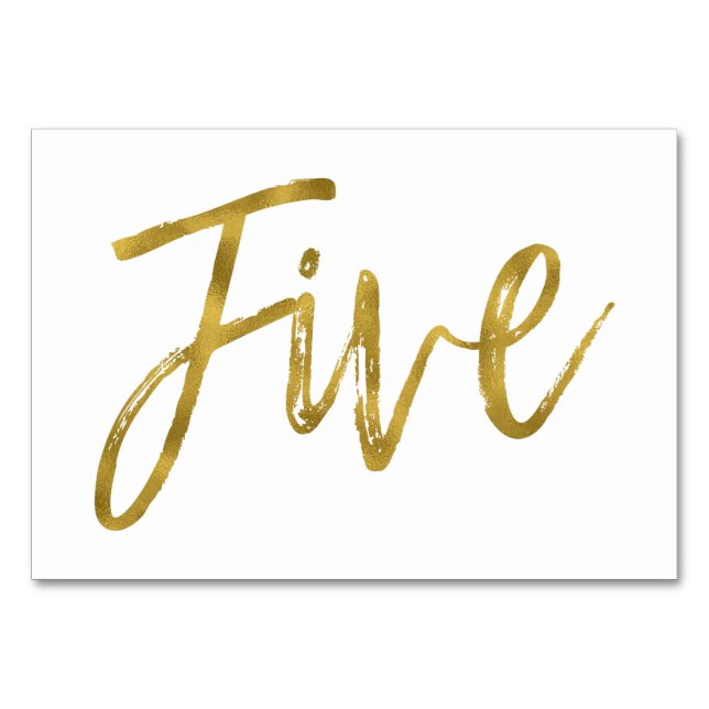 Gold and White Elegant Table Number Five (Front)