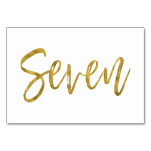 Gold and White Elegant Table Number Seven