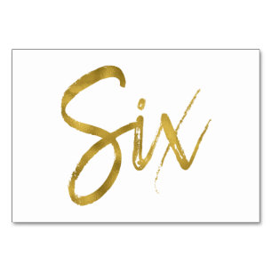 Gold and White Elegant Table Number Six