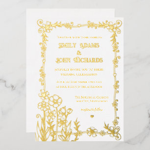 Gold and White Floral Hand Drawn Wedding 