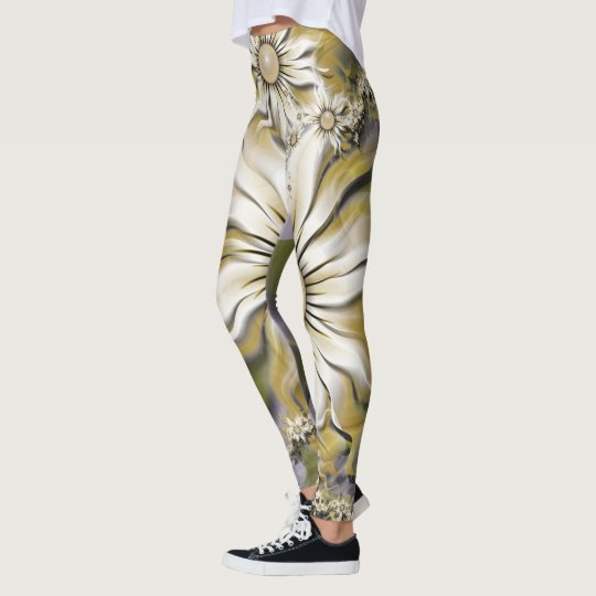 Gold and White Floral on Lavender Leggings