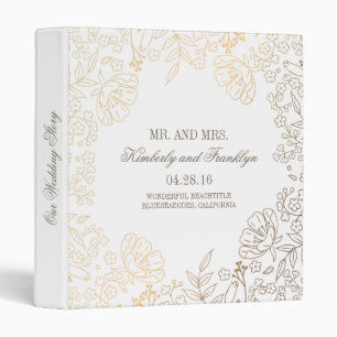 Gold and White Floral Vintage Wedding Binder