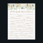 Gold and White Flower Wedding Advice Cards<br><div class="desc">Our faux gold foil and white flower fill-in-the-blank advice cards are a fun activity to have a wedding reception or bridal shower. You can change the heading wording if you would like by using Zazzle's "Personalize this template" tool. Be sure to check out our large selection of coordinating items by...</div>