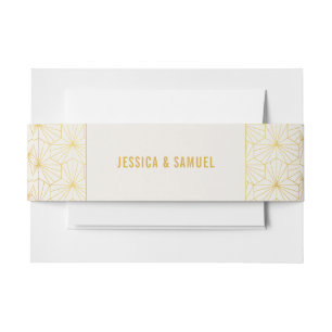 Gold and White Geometric Art Deco Invitation Belly Band