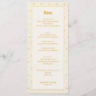 Gold and White Geometric Art Deco Menu Card