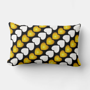 Gold and White Hearts 1 Lumbar Pillow