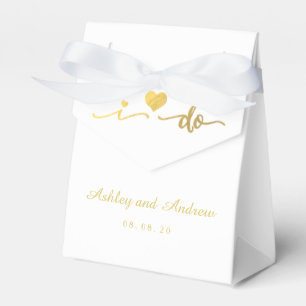 Gold and White I Do Wedding Favour Box