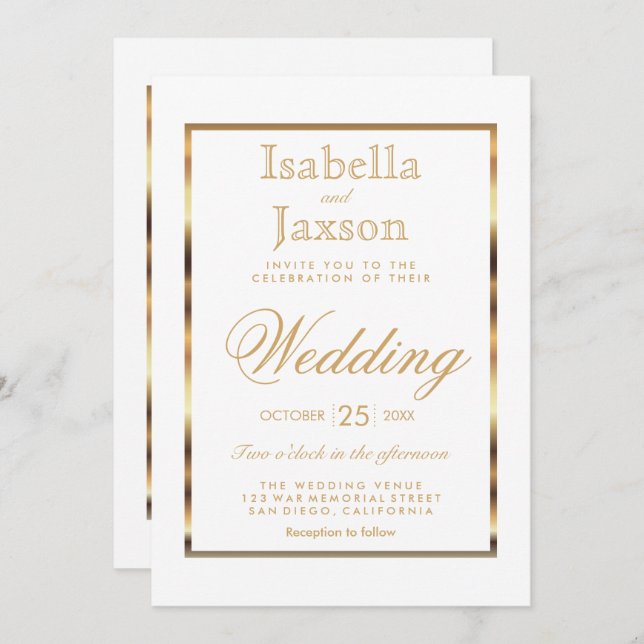 Gold and White Invitation (Front/Back)