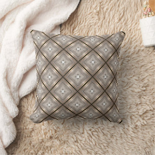 Gold and white kaleidoscope pattern     throw pillow