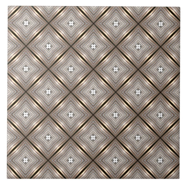 Gold and white kaleidoscope pattern     tile (Front)