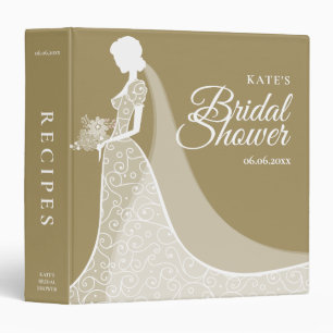 Gold and White Lace Gown Bridal Shower Binder