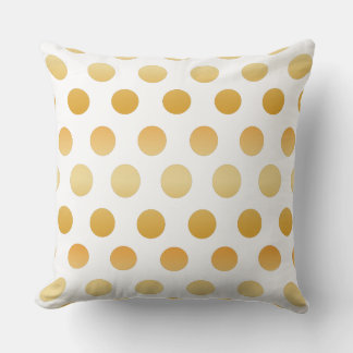 Gold and White | Large Polka Dots Pattern Throw Pillow