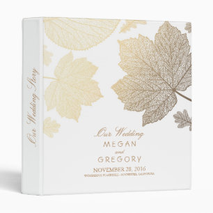 Gold and White Leaves Fall Wedding Binder
