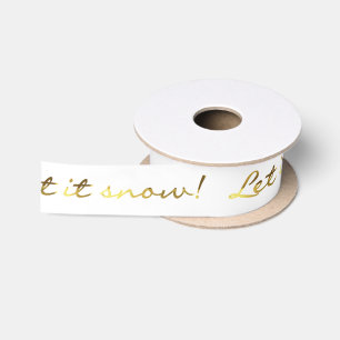 Gold and White Let It Snow Gift Ribbon Satin Ribbon