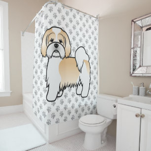 Gold And White Lhasa Apso Cute Cartoon Dog
