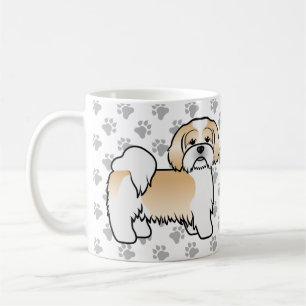 Gold And White Lhasa Apso Cute Cartoon Dog Coffee Mug