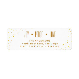 Gold and White Love, Peace and Joy Return Address