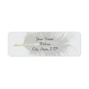 Gold and White Marabou Feather Return Address