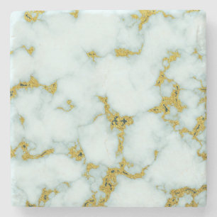 Gold and White Marble   Custom Stone Coaster