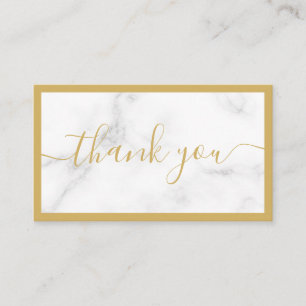 Gold and white marble effect, customer thank you enclosure card