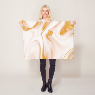 Gold And White Marble Fleece Blanket
