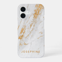 Gold and White Marble Pattern Personalized Name