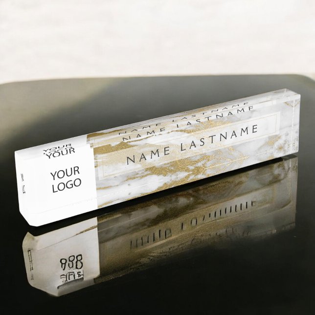 Gold and White Marble Professional Modern Nameplate (Creator Uploaded)