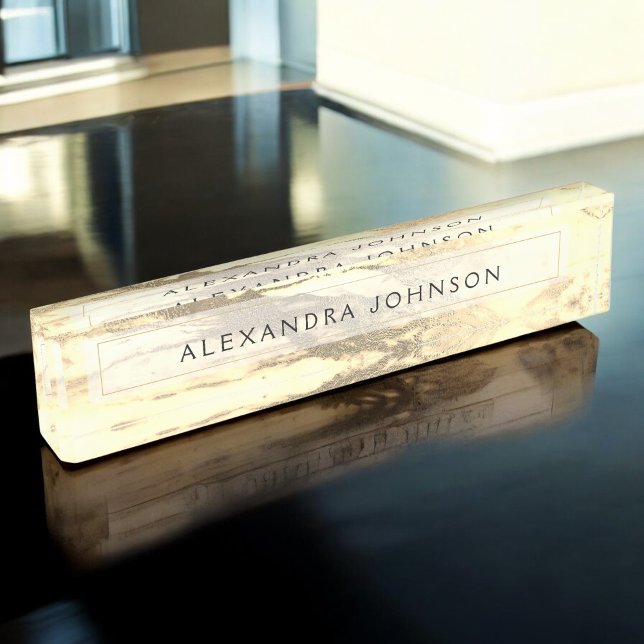 Gold and White Marble Professional Modern Nameplate (Creator Uploaded)