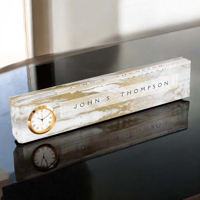 Gold and White Marble Professional Modern Nameplate (Creator Uploaded)