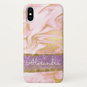 Gold and White Marble with Gold Foil and Glitter Case-Mate iPhone Case