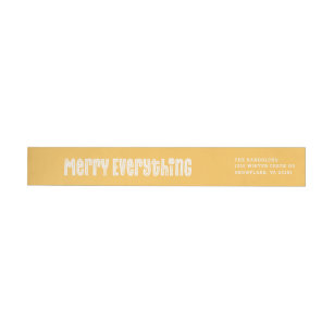 Gold and White Merry Everything Return Address Wrap Around Label