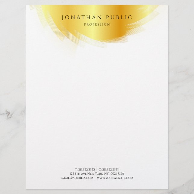 Gold And White Modern Simple Template Elegant Letterhead (Front)