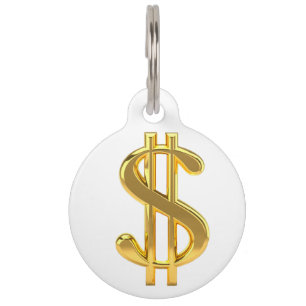 Gold and White Money Pet Tag