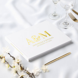 GOLD AND WHITE MONOGRAM MINIMALIST WEDDING  GUEST BOOK