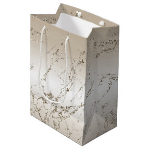 Gold and White Ombre Marble Glitz Medium Gift Bag