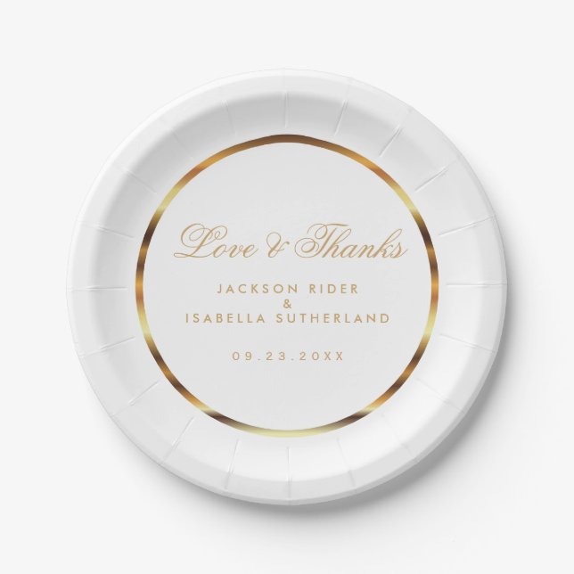 Gold and White Paper Plate (Front)