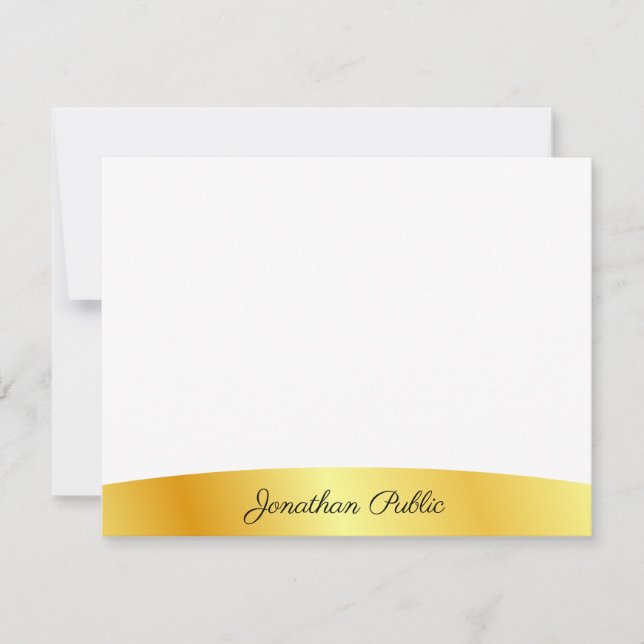 Gold And White Personalized Elegant Calligraphed Card (Front)