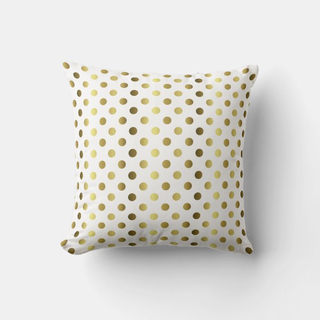 Gold and White Polka Dot Decorator Accent Pillow (Front)