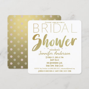 Gold and White Polka Dot Glamour Bridal Shower Invitation