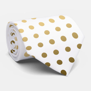 Gold And White Polka-Dot Seamless Pattern Tie