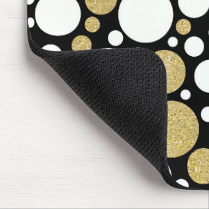 Gold and White Polka Dots Mouse Pad